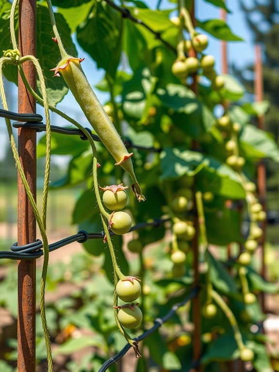 trellising boosts pea health yield