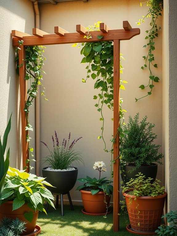 vertical growing a frame trellises with planters